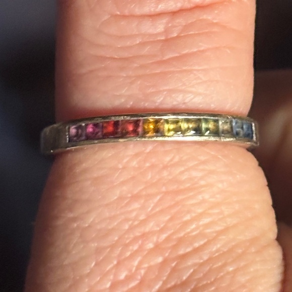 Rainbow Sapphire Silver Ring - Picture 1 of 3
